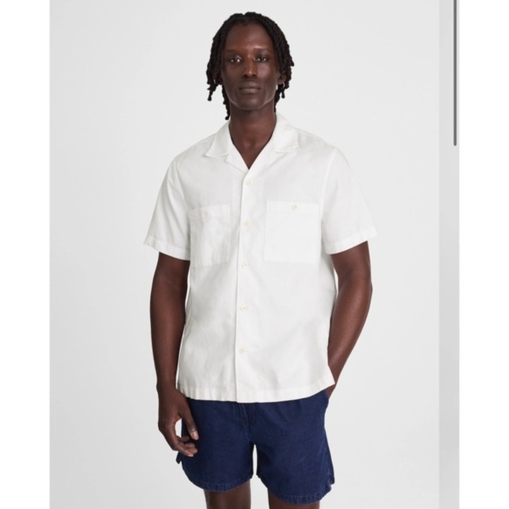 Madewell Mens White Short Sleeve Camp Shirt Cotton Viscose NU196 Size M NWT